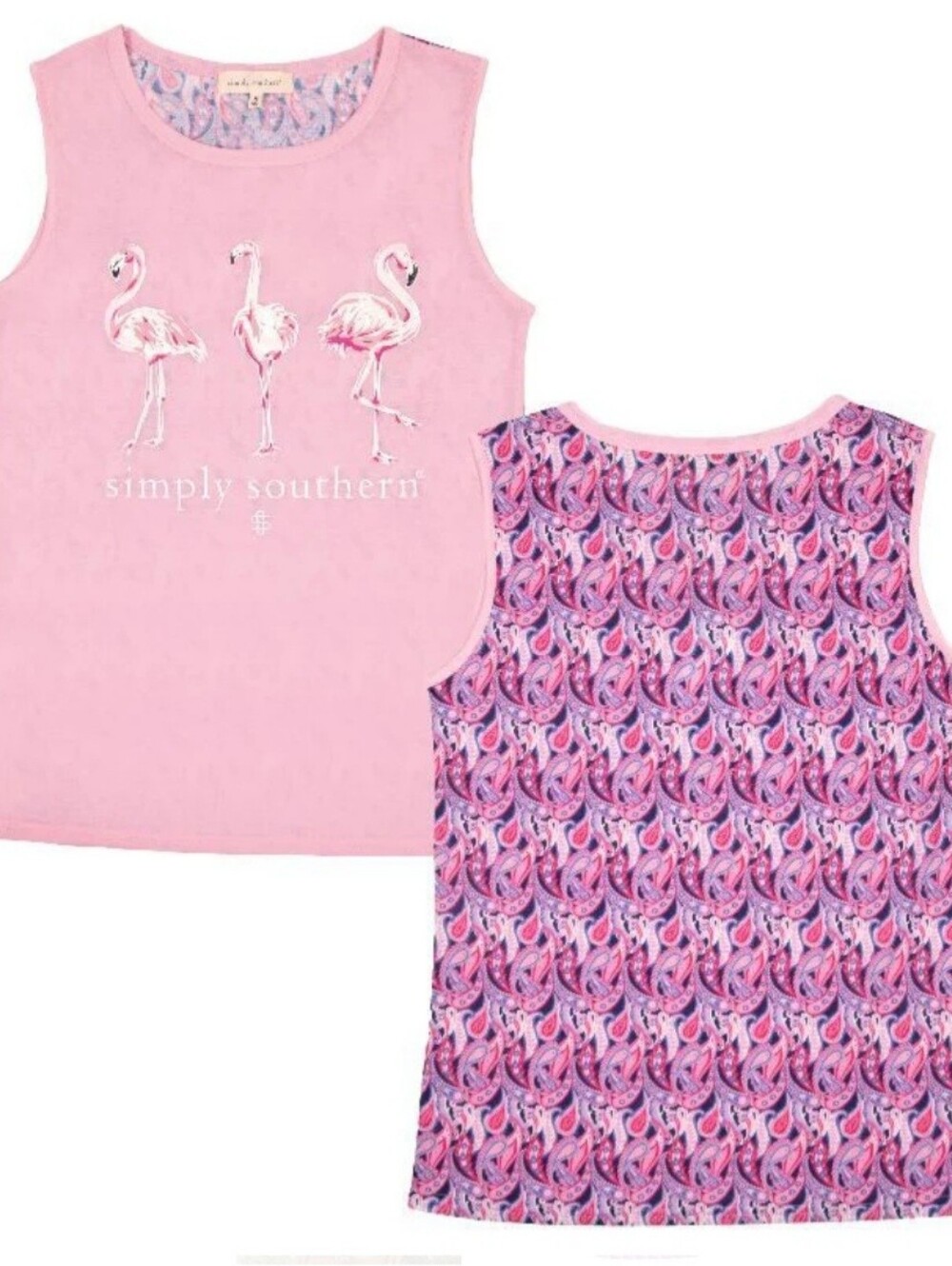 Simply Southern Paisley Flamingo Beach Tank Top Woman's Size Large - Picture 2 of 6
